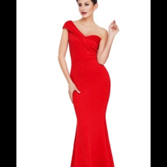 Red one shoulder dress - Picture 4 of 9